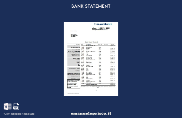 stile verificato Regno Unito Il modello Excel di estratto conto bancario Coopera